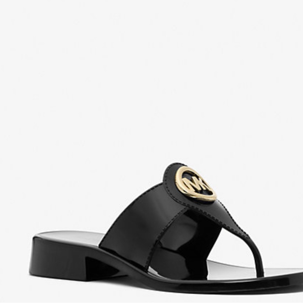 Michael Kors Black Sandals with Gold Accent